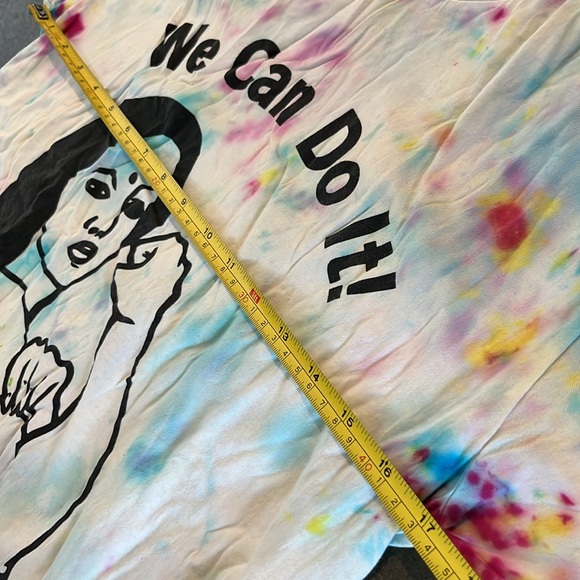 Women’s Hand Tie-Dyed “We Can Do It” Slogan & Graphic T-Shirt - Picture 5 of 8